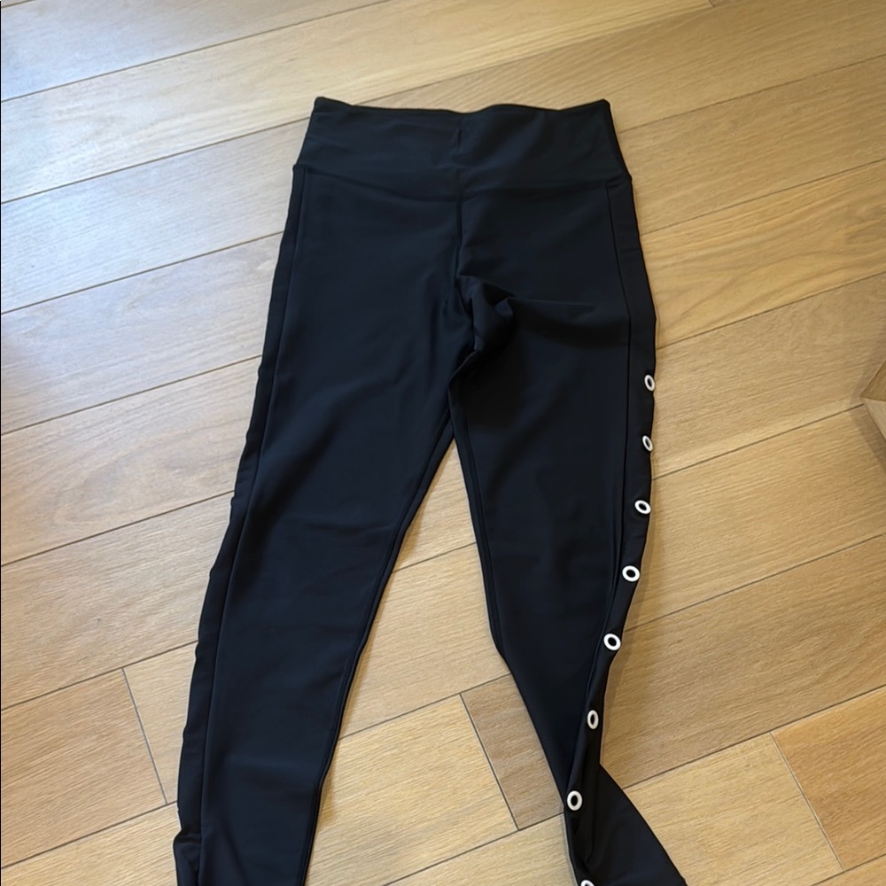 Black Leggings with Side Eyelet Detail